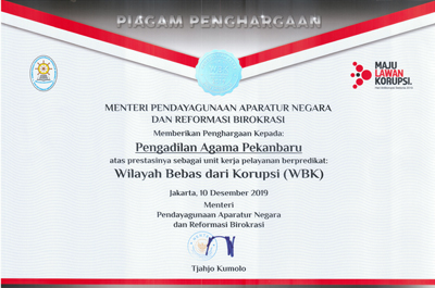 Sertifikat Wilayah Bebas Korupsi (WBK) <br> dari MENPAN RB<br> 